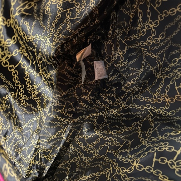 Juicy Couture Large Tote Bag Pink Black Patent Leather Gold Chain Tote - Picture 7 of 7